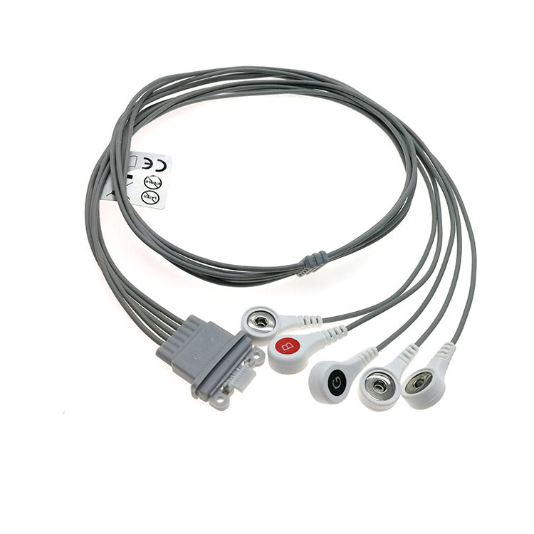 TPU 5 Lead Electrode AHA Holter ECG Cable Gray color For Schille