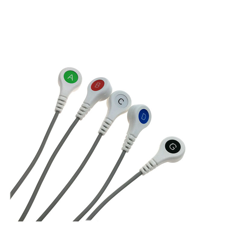 TPU 5 Lead Electrode AHA Holter ECG Cable Gray color For Schille